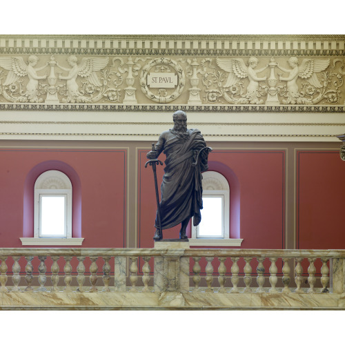 Main Reading Room. Portrait Statue Of St. Paul Along The Balustrade. Library Of Congress Thomas...