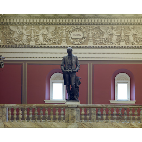 Main Reading Room. Portrait Statue Of Fulton Along The Balustrade. Library Of Congress Thomas...