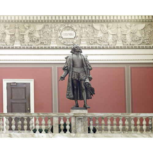 Main Reading Room. Portrait Statue Of Columbus Along The Balustrade. Library Of Congress Thomas...