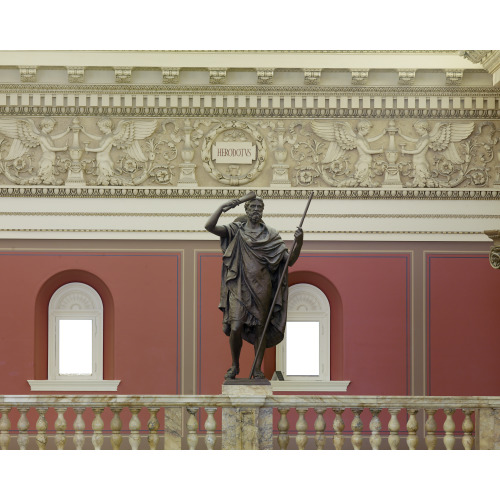 Main Reading Room. Portrait Statue Of Herodotus Along The Balustrade. Library Of Congress Thomas...