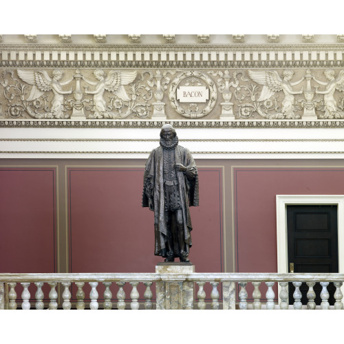 Main Reading Room. Portrait Statue Of Bacon Along The Balustrade. Library Of Congress Thomas...