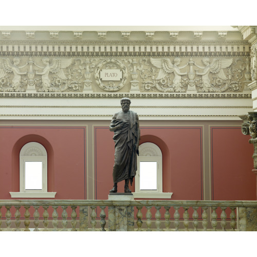 Main Reading Room. Portrait Statue Of Plato Along The Balustrade. Library Of Congress Thomas...