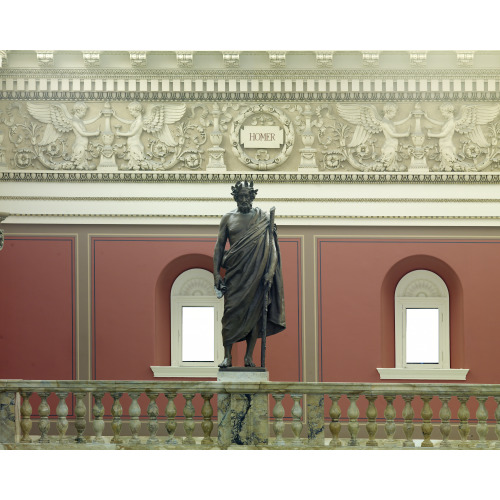 Main Reading Room. Portrait Statue Of Homer Along The Balustrade. Library Of Congress Thomas...