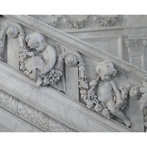 Great Hall. Detail Of Putti (Mars And Fisherman) On Grand Staircase, View 1
