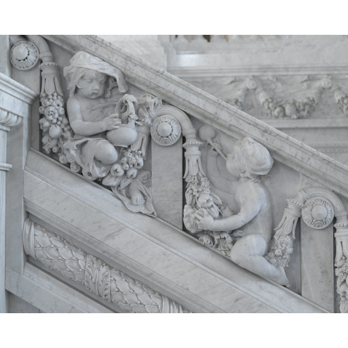 Great Hall. Detail Of Putti (Cook And Chemist) On Grand Staircase By Philip Martiny. View 1
