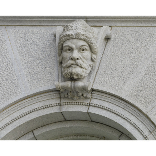 Exterior View. Ethnological Head Called Russian Slav On A Keystone Of A First Story Pavilion...