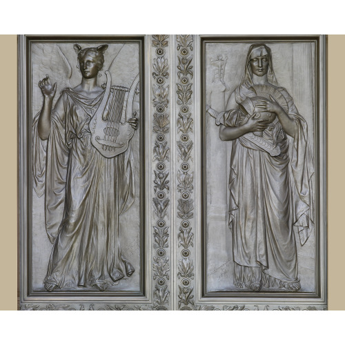 Exterior View. Bronze Doors At The Main Entrance With Female Figures Representing Imagination...