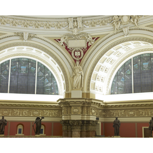 Main Reading Room. View Of Statue Representing Law By Paul Wayland Bartlett On The Column...