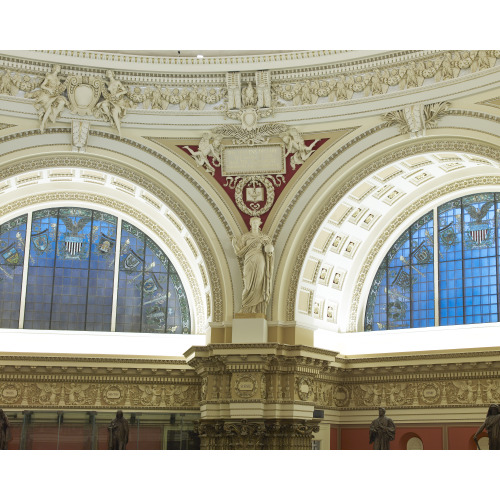 Main Reading Room. View Of Statue Representing Science, By John Donoghue, On The Column...