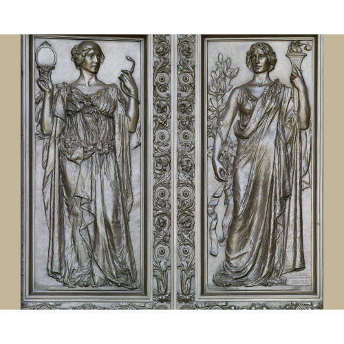 Exterior View. Bronze Doors At The Main Entrance With Female Figures Representing Truth (Holding...