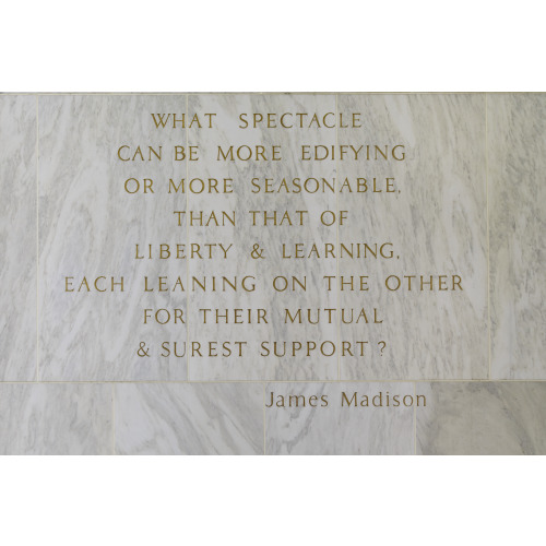 Exterior View. Detail At Main Entrance. Quotation From James Madison, Beginning What Spectacle...