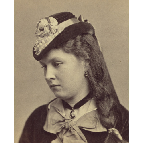 Minnie Conway, Portrait, Wearing Hat, Facing Left, 1870
