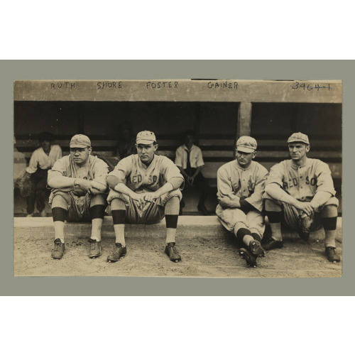 Babe Ruth, Ernie Shore, Rube Foster, Del Gainer, Boston Red Sox, American League, circa 1915
