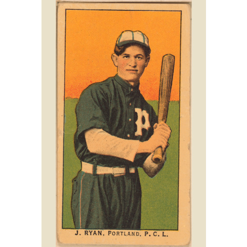 J. Ryan, Portland Team, Baseball Card Portrait, 1910
