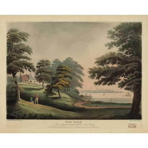 New York From Hobuck Ferry House New Jersey, 1800