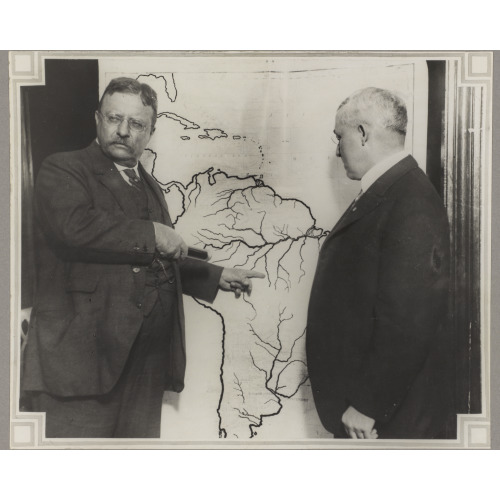 President Roosevelt Pointing At A Map Of South America