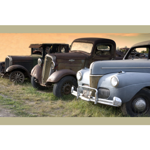 Antique Trucks And Cars Along The Road, Montana, View 1