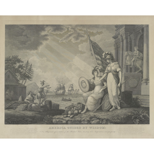 America Guided By Wisdom An Allegorical Representation Of The United States Depicting Their...