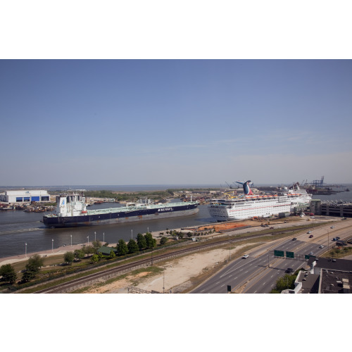 Ships Cruise The Harbor At The Mobile, Alabama Port, View 3