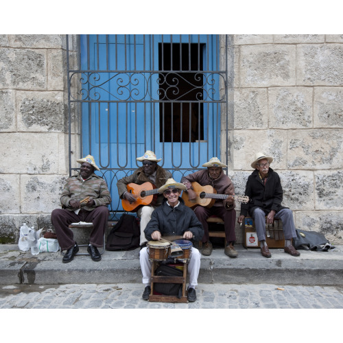 Cuban Band, Plaza De La Cathedral, Havana, Cuba, View 1