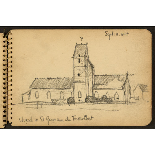 Church In St. Germain De Tournebut, Sketch by Lundy, 1944