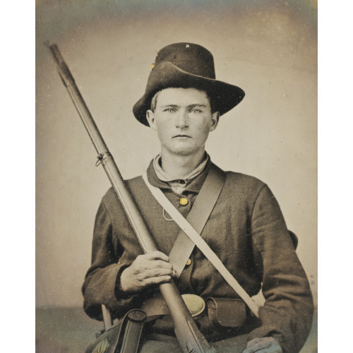 Young Civil War Soldier, Union Uniform, Hardee Hat, Musket