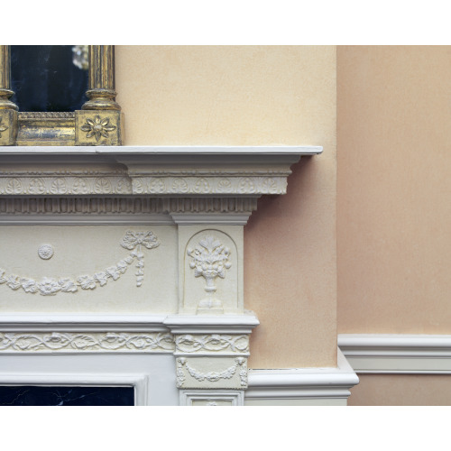 Fireplace Detail In The Library, Blair House, Located Across From The White House, Washington...