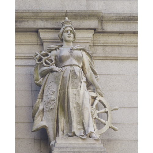 Sculpture Seafaring Nations, England On Facade, Alexander Hamilton U.S. Custom House, New York...