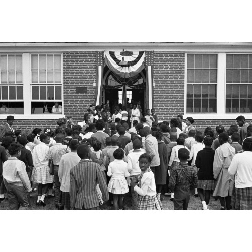 African American School Children Entering The Mary E. Branch School At S. Main Street And...