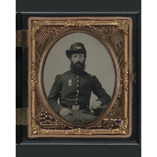 Unidentified Soldier In Union Frock Coat With Pin Of A Profile Bust Portrait Of An Unidentified...