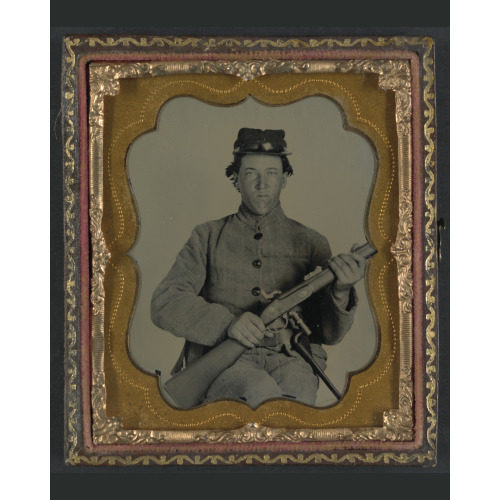 Unidentified Soldier In Confederate Uniform With Enfield Rifle, circa 1861
