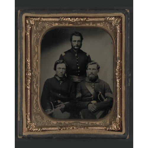 Three Unidentified Soldiers, Probably Of Company B, 23rd Ohio Infantry Regiment, With Revolvers...