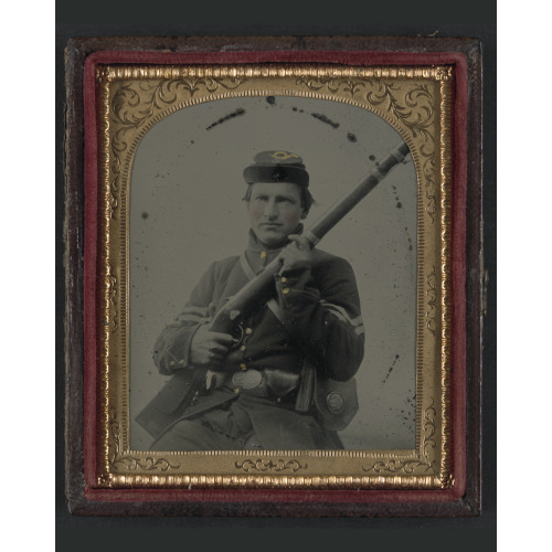 Unidentified Soldier In Union Corporal's Uniform, Infantry Kepi, And U.S. Belt Plate With Musket...