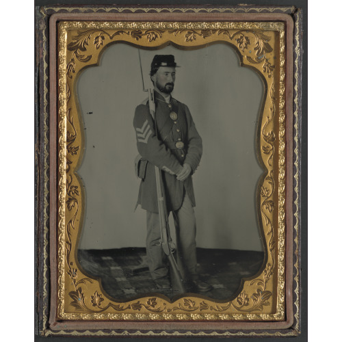 Unidentified Soldier In Union Uniform With Bayoneted Musket, circa 1861