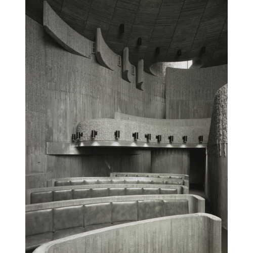 Boston Government Service Center, Boston, Massachusetts. Chapel. View Of Benches And Balcony, 1963