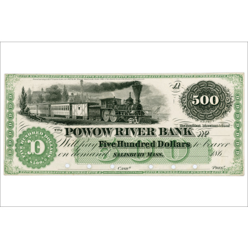 Powow River Bank Note, Locomotive, Salisbury, Massachusetts, 1862