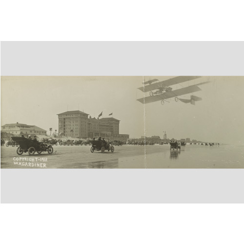 Cars On Beach, Airplane, Daytona Beach, Florida, 1911, View 2