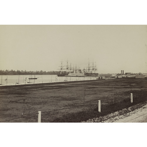 U.S. Frigates Constitution And Santee At Naval Academy, Annapolis, Maryland, circa 1861