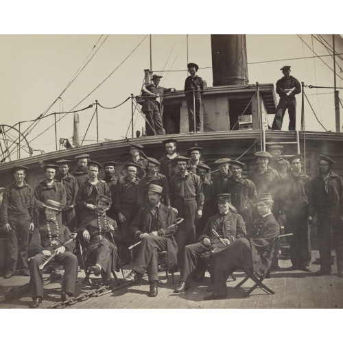 Crew On Deck Of Gunboat Agawam, James River, Va., circa 1861