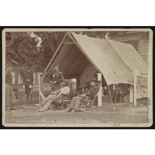 Officers Relaxing Outside A Tent, circa 1861