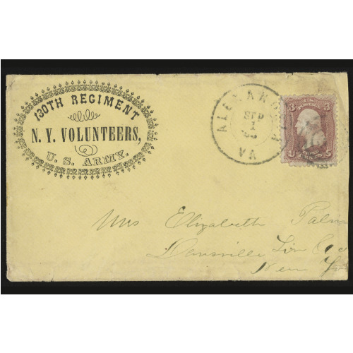 Civil War Envelope For New York Volunteers, 130th Regiment, U.S. Army, circa 1862