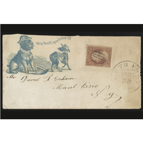 Civil War Envelope Showing Caricatures Of Winfield Scott And Jefferson Davis As Dogs And...