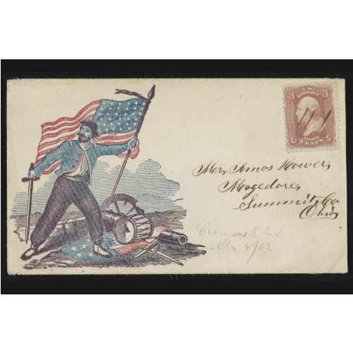 Civil War Envelope Showing Union Soldier With Flag And Sword Trampling The Confederate Flag...