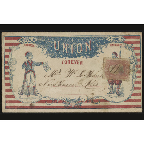 Civil War Envelope Showing Patriot Labeled Secured Holding The Constitution And Zouave Soldier...