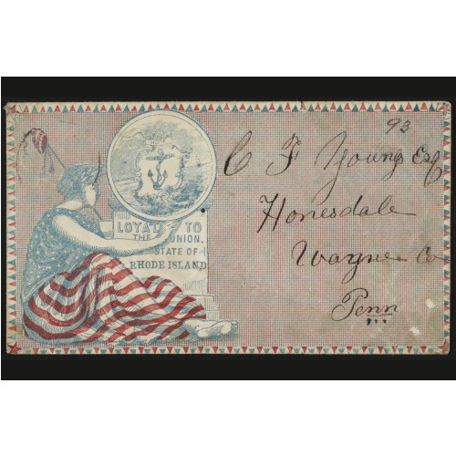 Civil War Envelope Showing Columbia With Rhode Island State Seal, With Message Loyal To The...