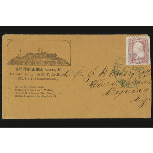 Civil War Envelope From Private G.H. Fellows, Fort Federal Hill, Baltimore, Md., To Captain Joel...