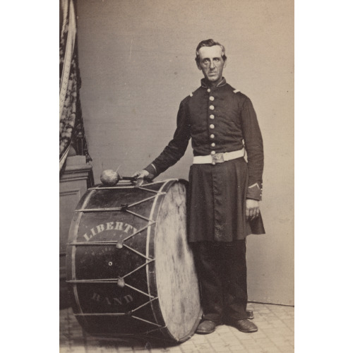 Unidentified Soldier In Union Uniform With Liberty Band Bass Drum, circa 1862