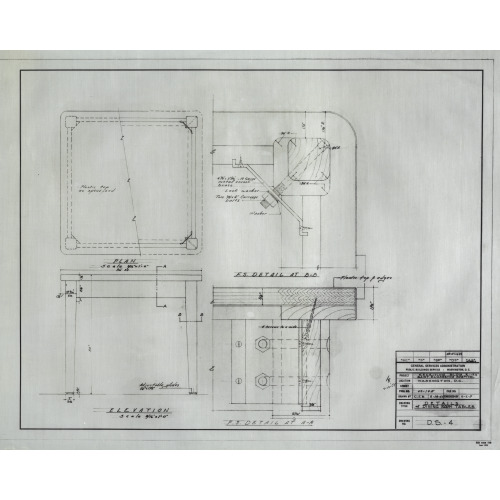 Saint Elizabeths Hospital, Washington, D.C. Receiving Building R1-R2. Dining Table. Plan, Elevation, And Details, 1955