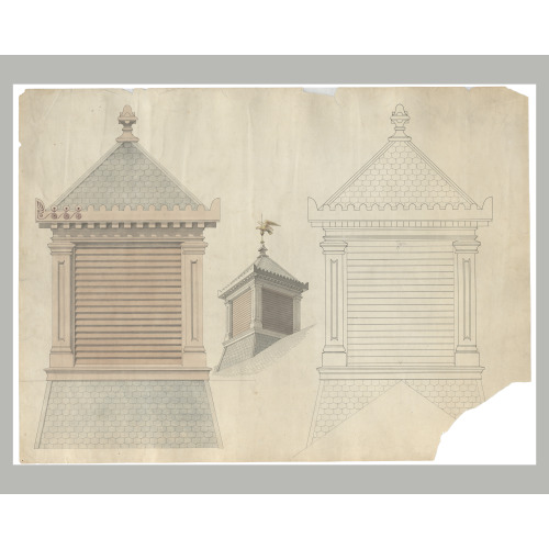 Saint Elizabeths Hospital, Washington, D.C. Cupola. Elevation, Elevation Rendering, And Perspective Rendering, 1887