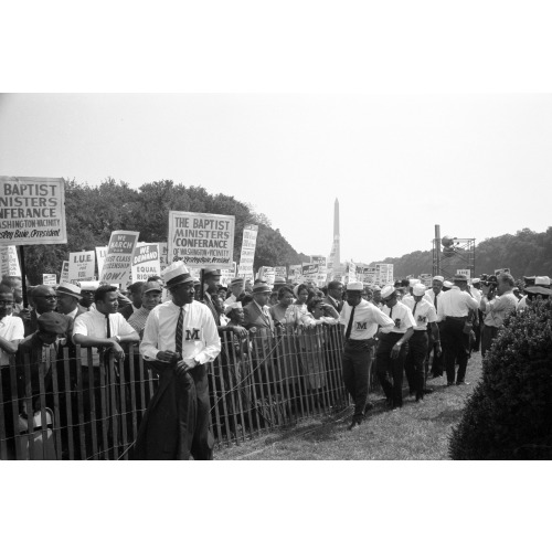 Marshals, Crowd Carrying Signs, March On Washington, 1963